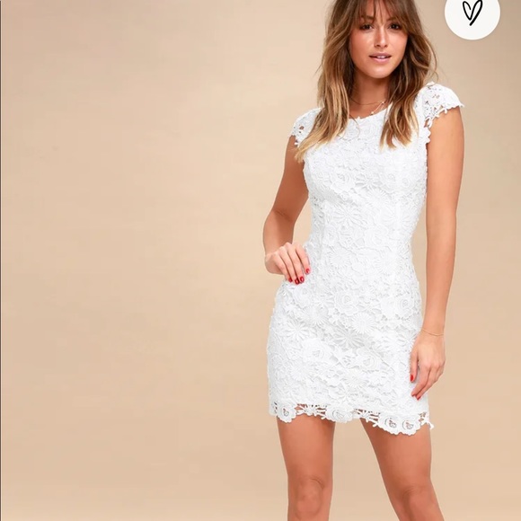 Lulus Dresses & Skirts - Romance language white backless lace dress
